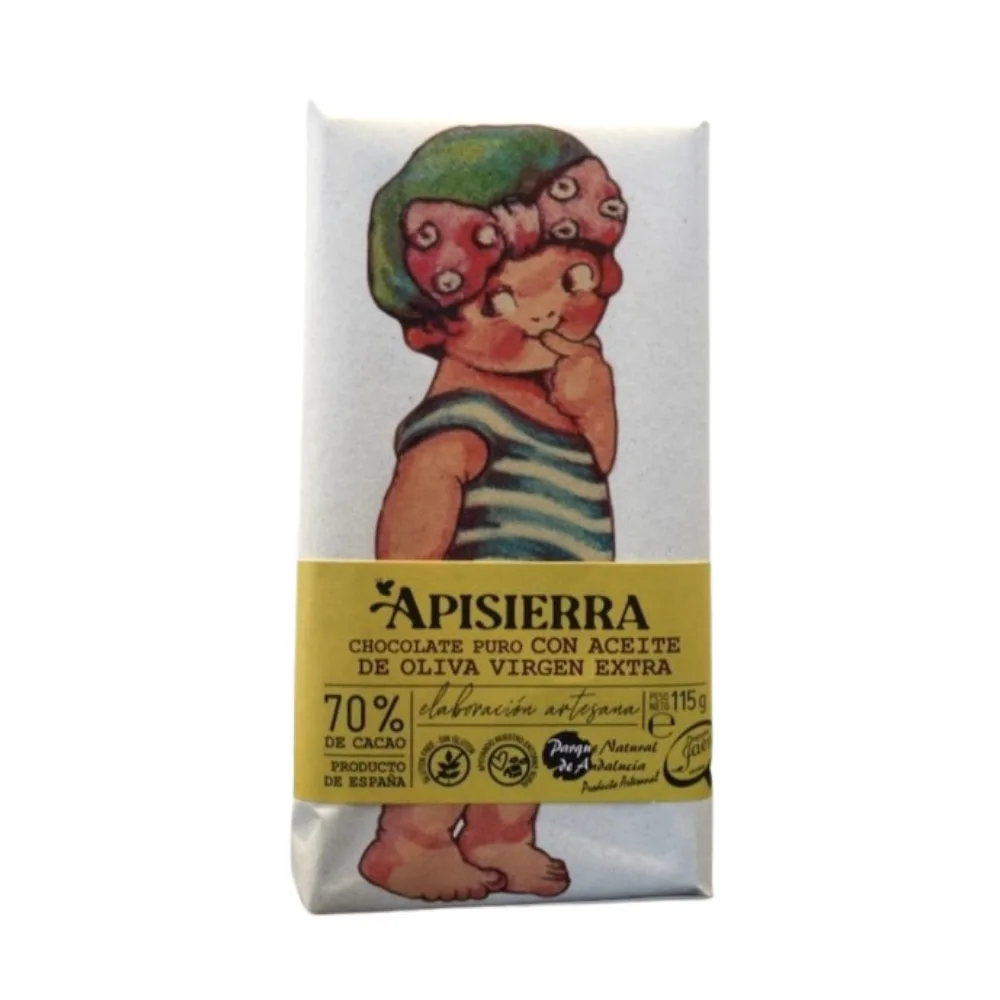 Chocolate Puro con Aceite de Oliva Virgen Extra Apisierra 115gr