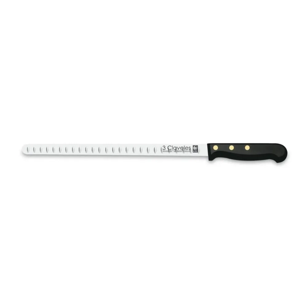 Cuchillo Jamonero Alveolado Punta Roma Pom 3 Claveles