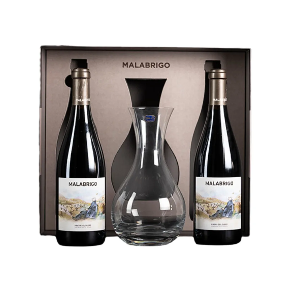 Estuche Vino Tinto Malabrigo 2020 Dos Botellas 75cl + Decantador