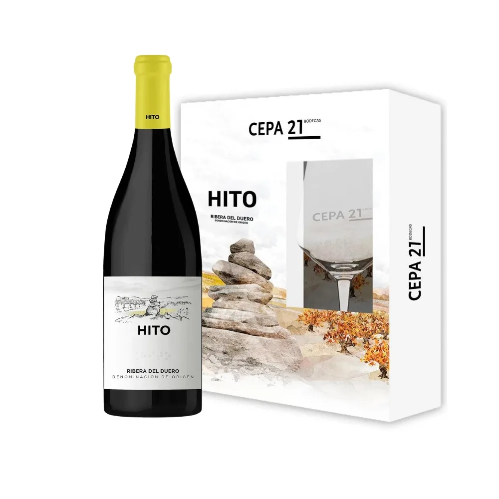Estuche Vino Tinto Hito 75cl + Copa Premium
