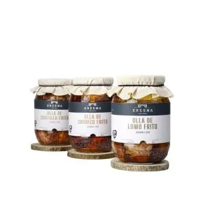 Pack Tres Olla Chorizo Frito , Lomo Alto Oleico y Costillas Fritas 900gr ERESMA