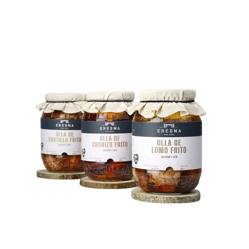 Pack Tres Olla Chorizo Frito , Lomo Alto Oleico y Costillas Fritas 900gr ERESMA